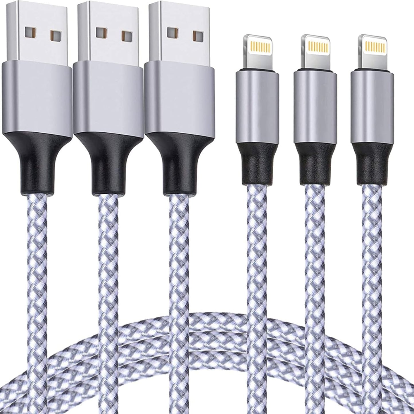 Fast Charging 6FT Lightning Cable 3Pack - Apple MFi Certified