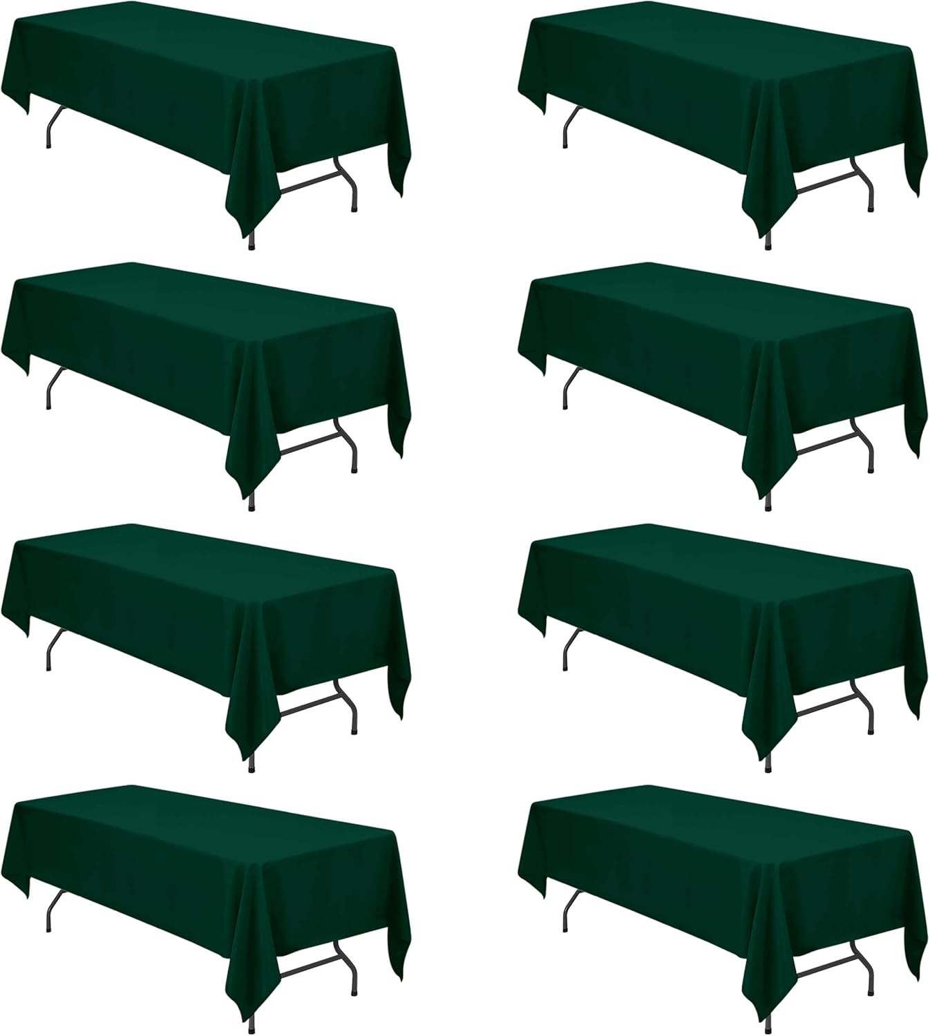 Hunter Green Tablecloths for 8 Foot Rectangle Tables - 8 Pack