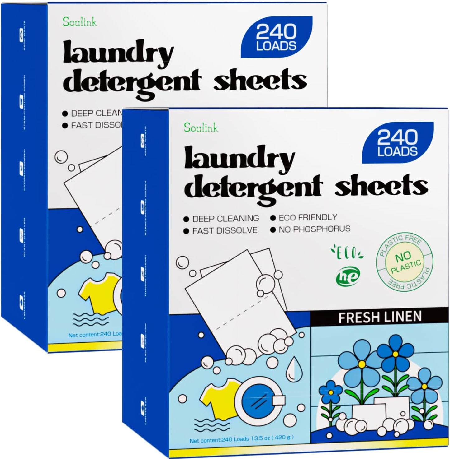 Soulink Laundry Detergent Sheets - Eco-Friendly Cleaning Power