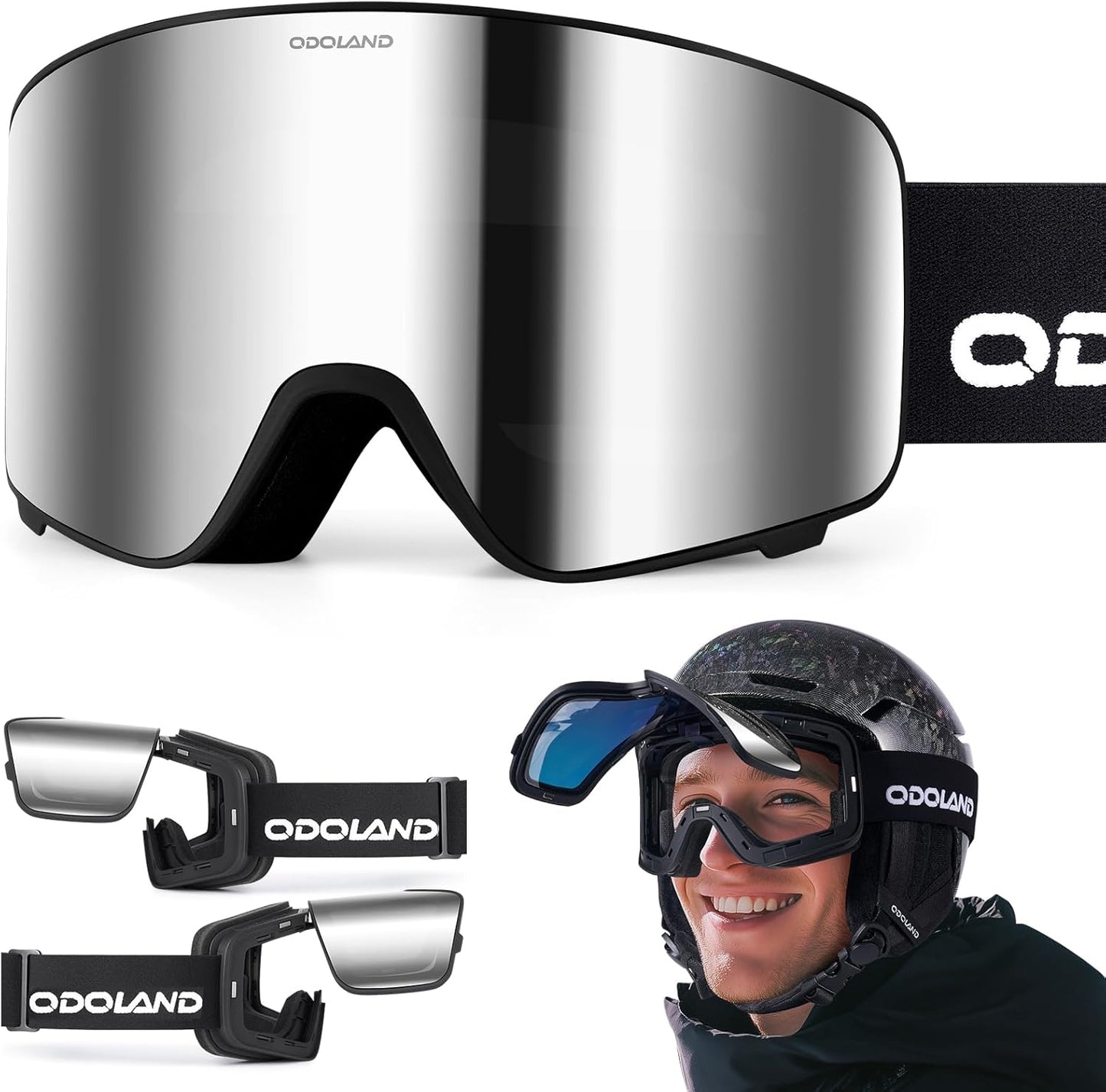 Odoland Flip Up Ski Goggles: Anti-Fog UV400 Protection