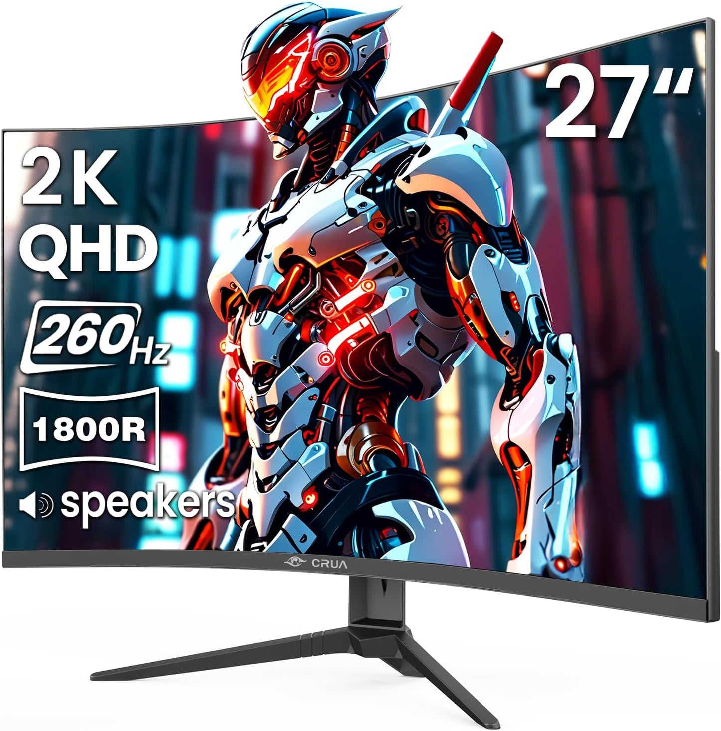 CRUA 27 Curved Gaming Monitor with 260Hz Refresh Rate and QHD