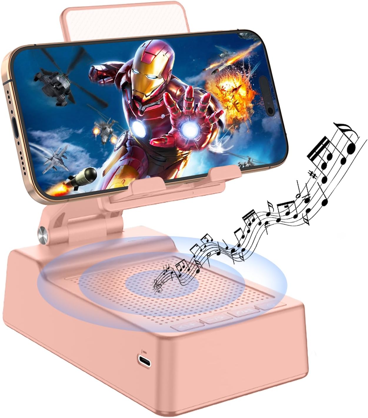 Wireless Speaker & Phone Stand Combo - HD Sound, Anti-slip Base - Pink