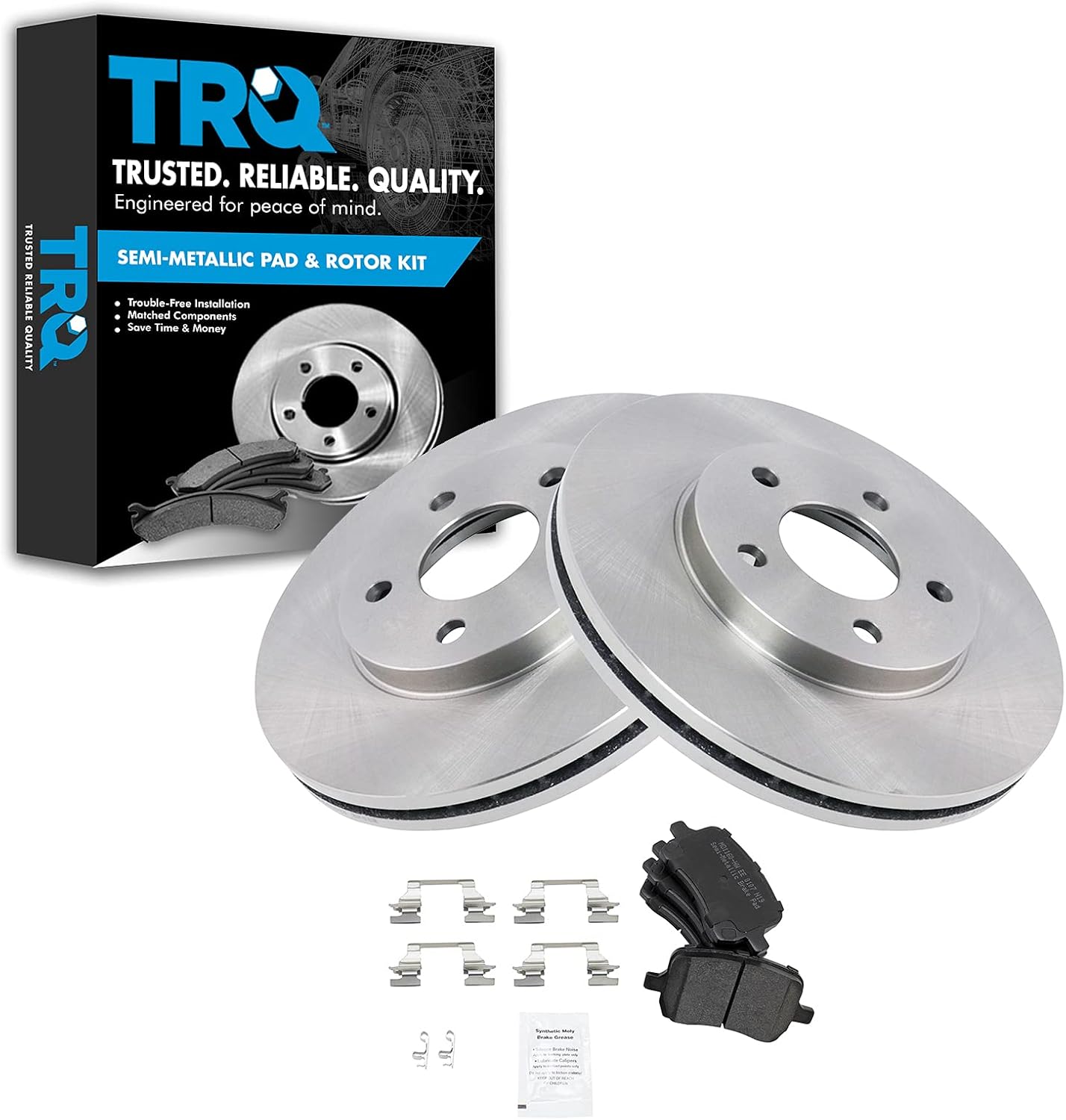 TRQ Front Brake Pad & Rotor Kit for 2007-2008 Chevrolet Malibu