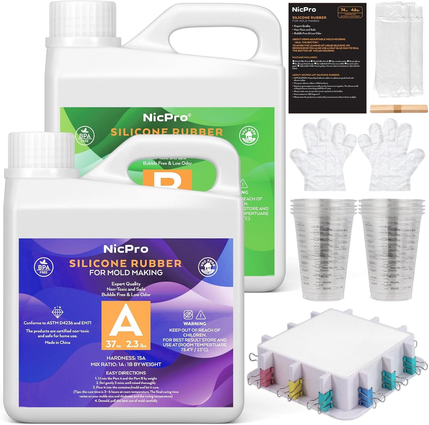 Nicpro 74oz Silicone Mold Making Kit for DIY Craft Projects