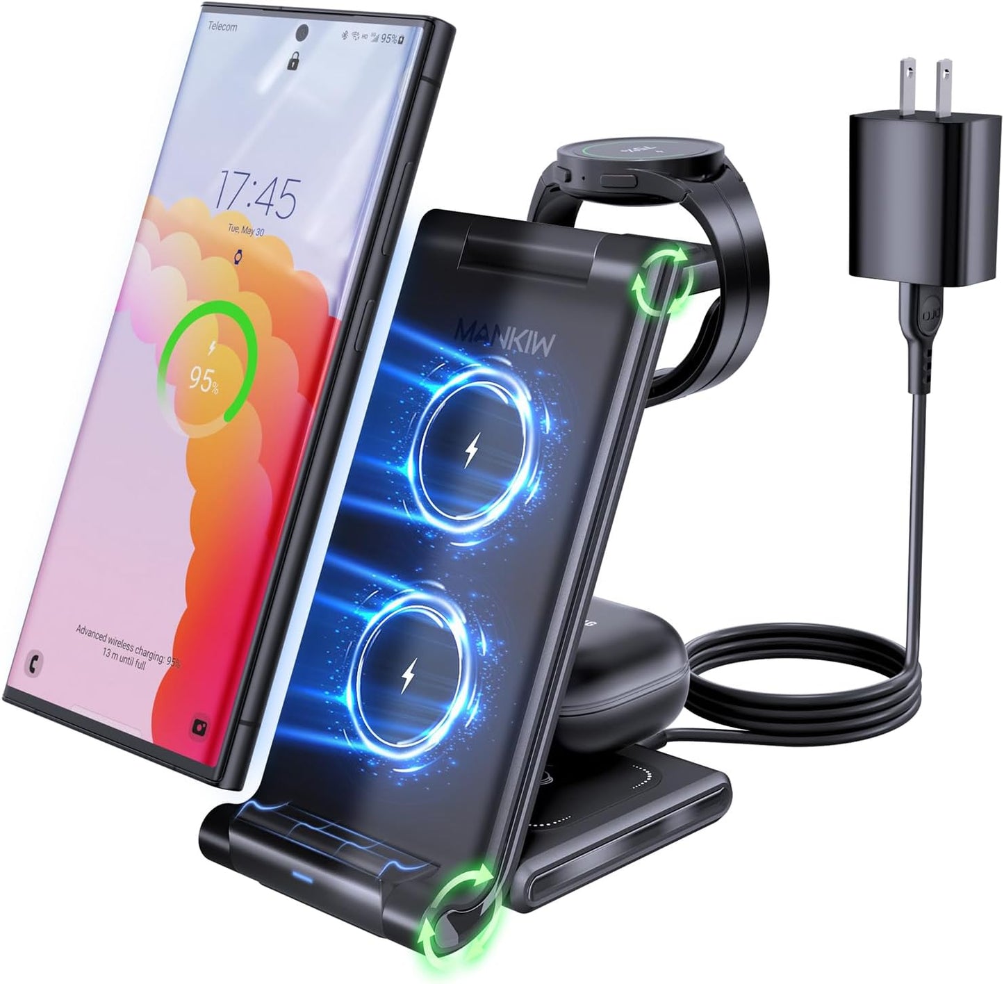 MANKIW 3-in-1 Fast Charger for Galaxy: Wireless!