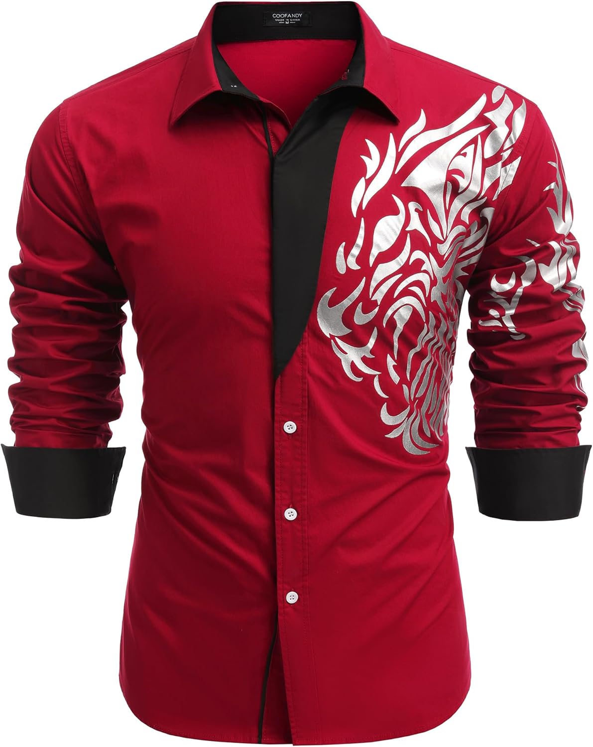 Stylish COOFANDY Men's Print Button Down Dress Shirt for Casual Wear