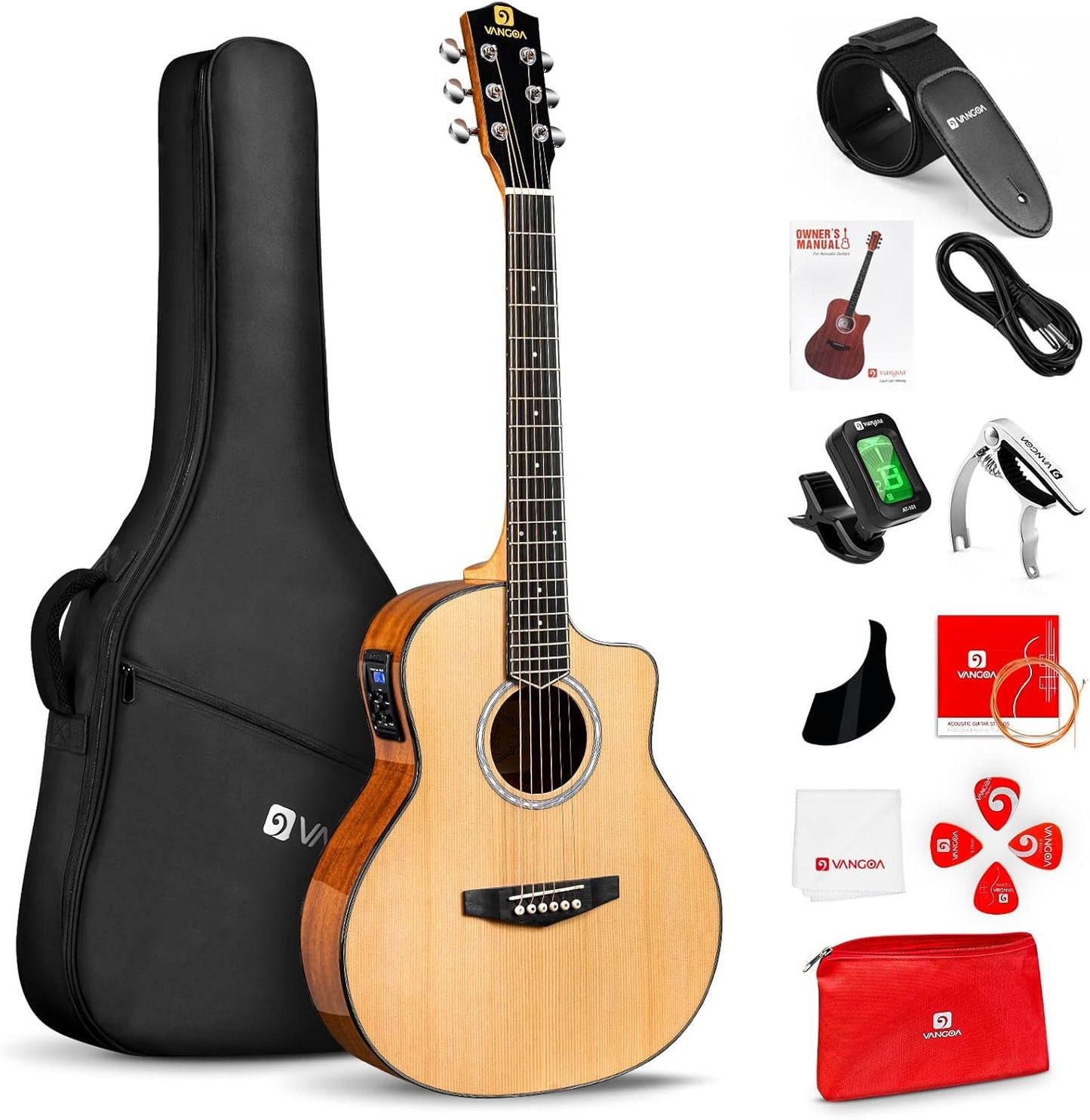 Vangoa 3/4 Size Electric Acoustic Guitar - Beginner's Bundle