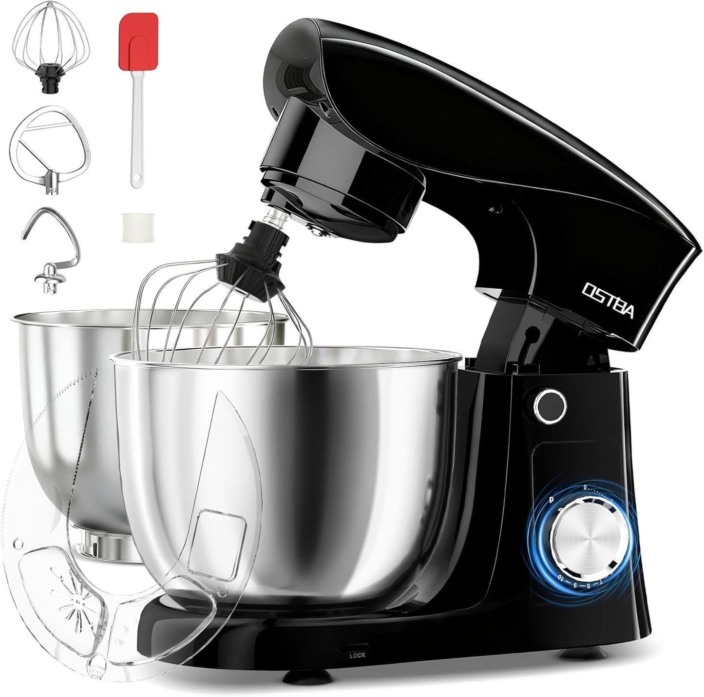 OSTBA Stand Mixer with 5QT and 5.5QT Bowls for Baking