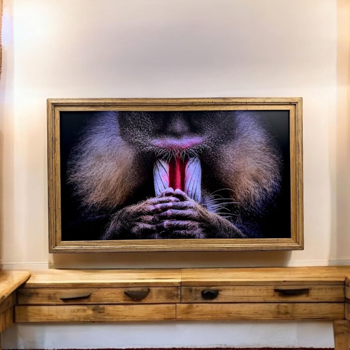 Handmade Rustic Light Wood TV Frame for 55 Samsung The Frame TV - Laredo Frame Factory