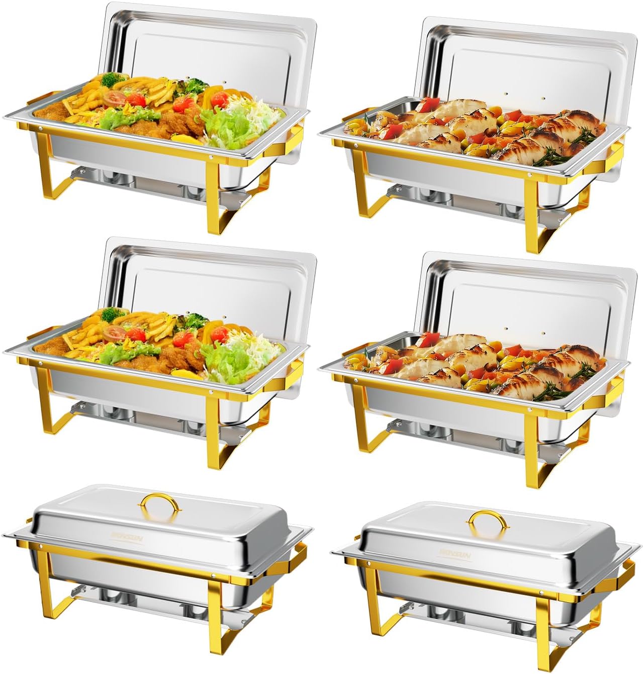 ROVSUN Chafing Dishes Set for Buffet - Elegant Gold & Silver
