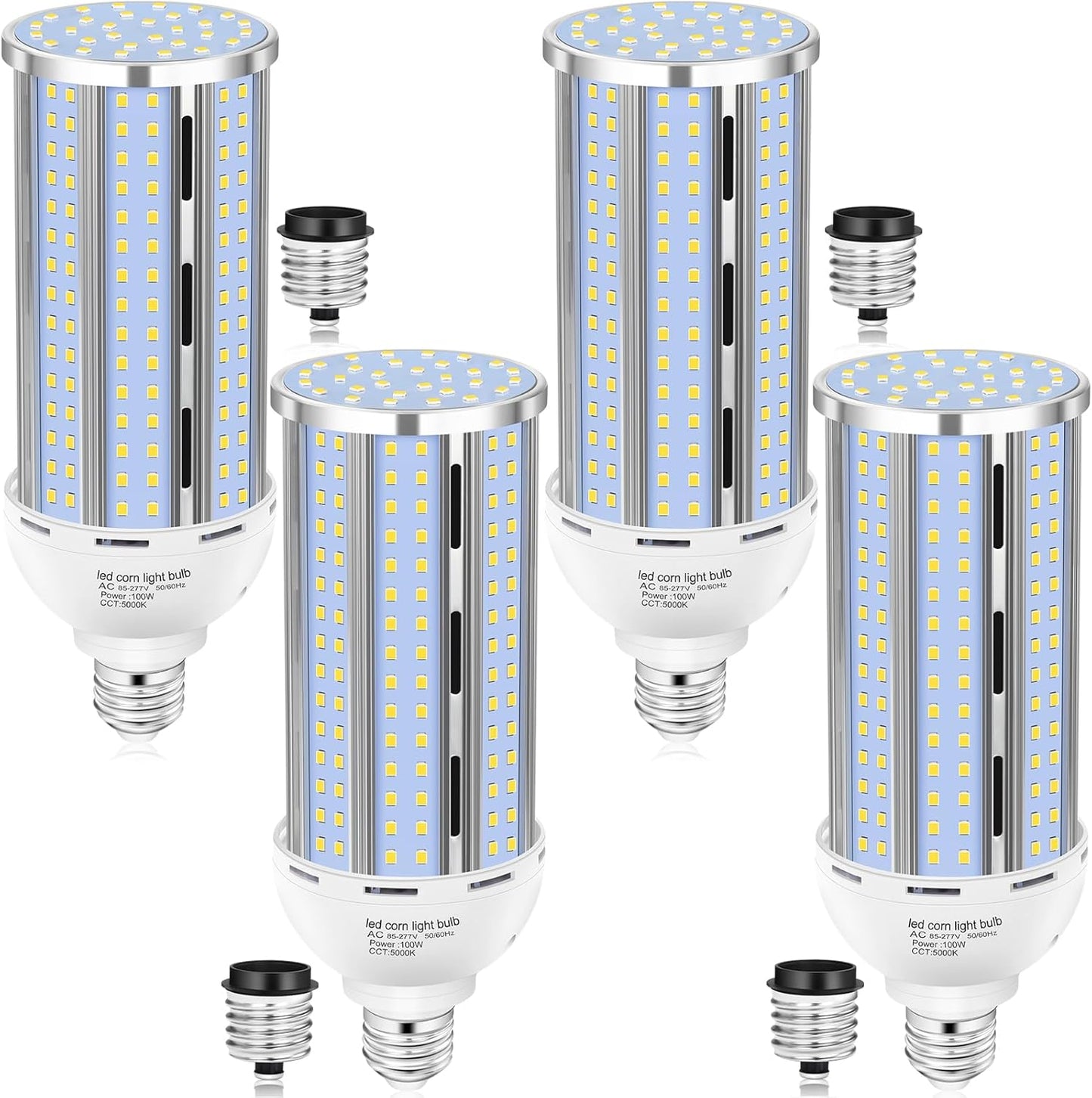 4 Pack 100W Corn LED Light Bulb Fanless for Bright Spaces