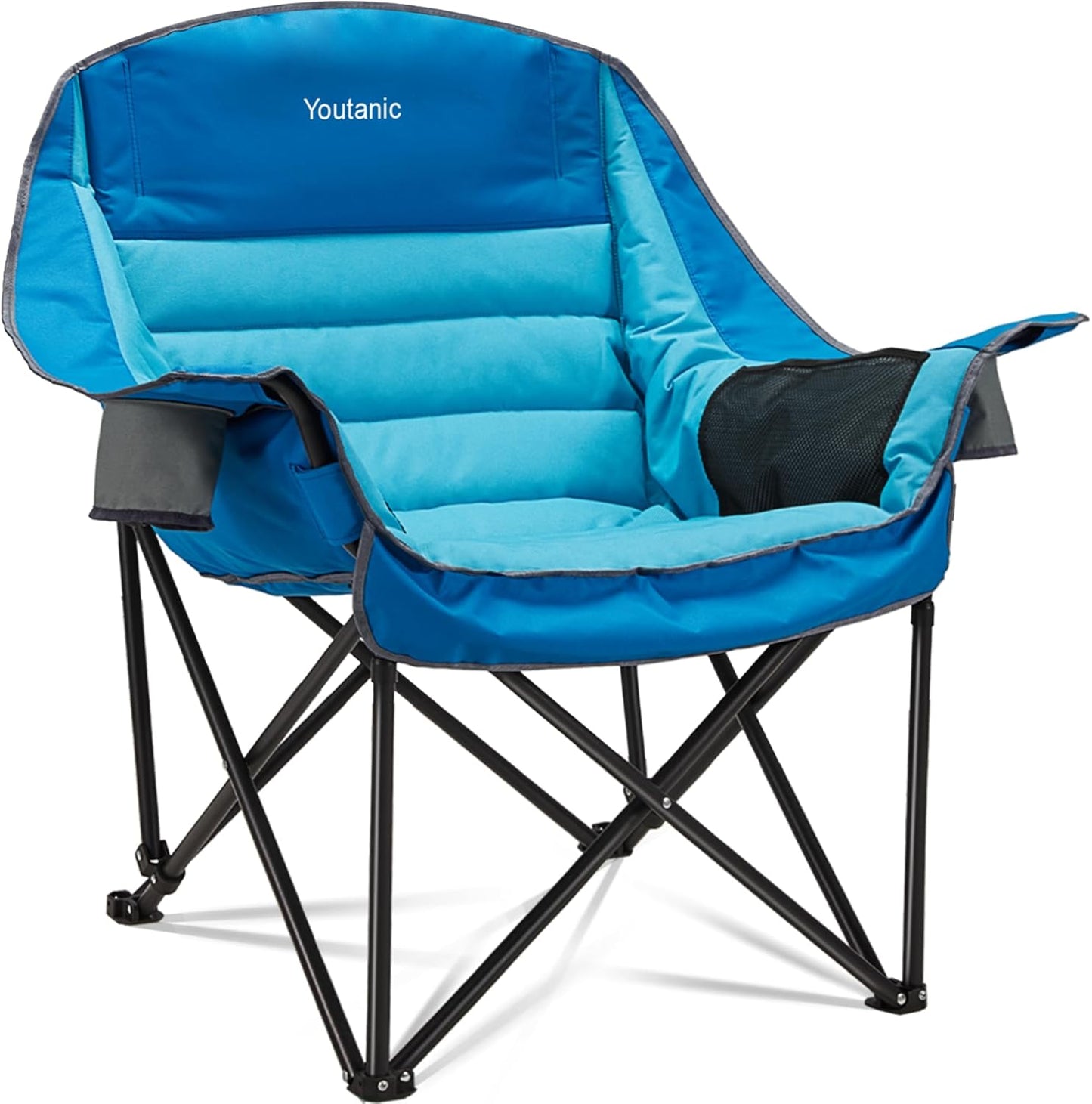 Oversized Camping Chair with Cup Holder and Side Pocket for Comfort