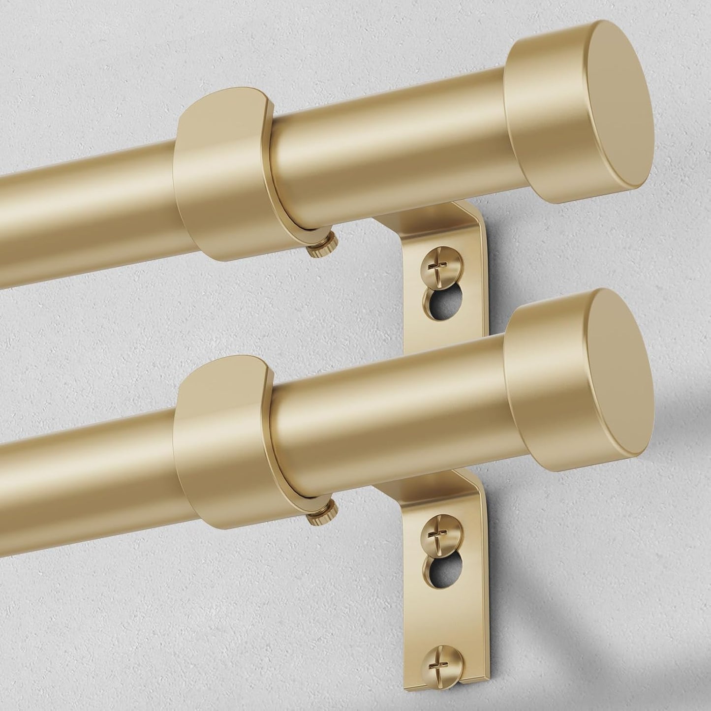 2 Pack Gold Curtain Rods for Windows 18 to 45 Inch, Modern Style