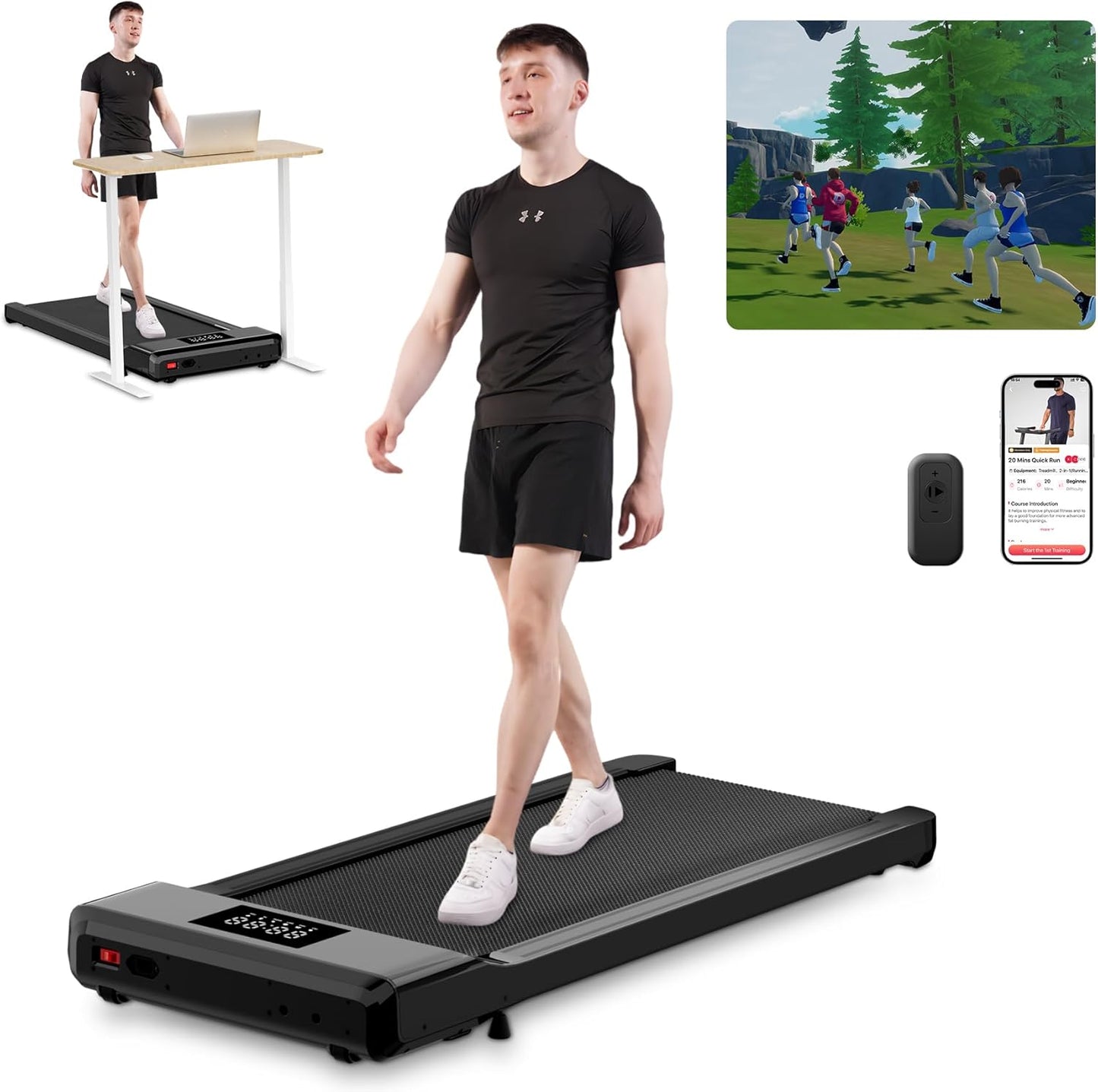 DeerRun 2024 Raceable Walking Pad: Low Noise Treadmill for Home