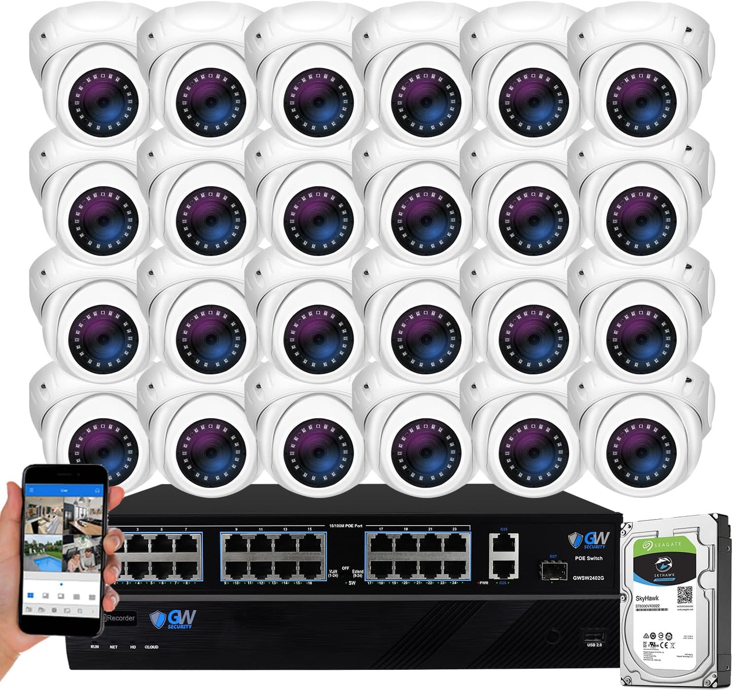 32-Ch 4K NVR & 5MP Cameras with AI Human Detection