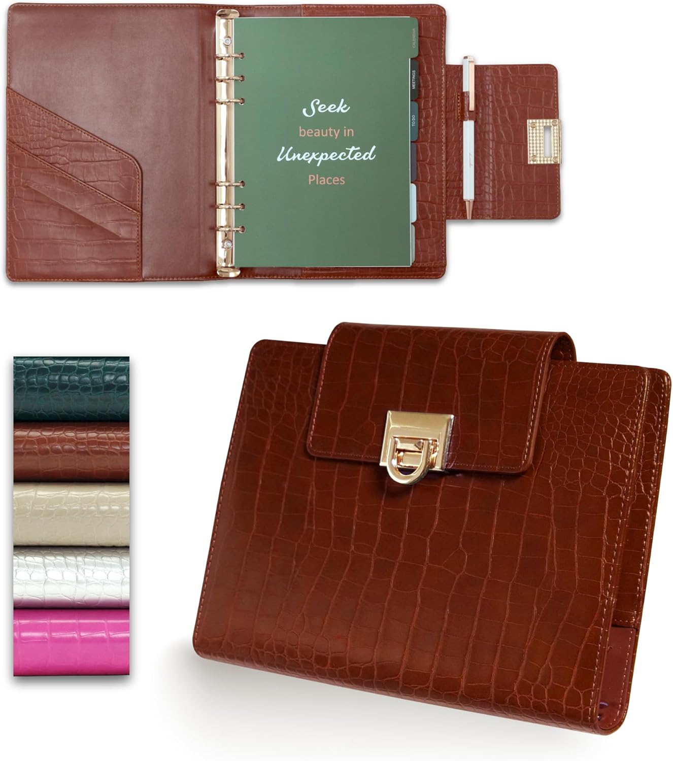 EGOSUNNY A5 Undated Planner with Crocodile-Textured Cover