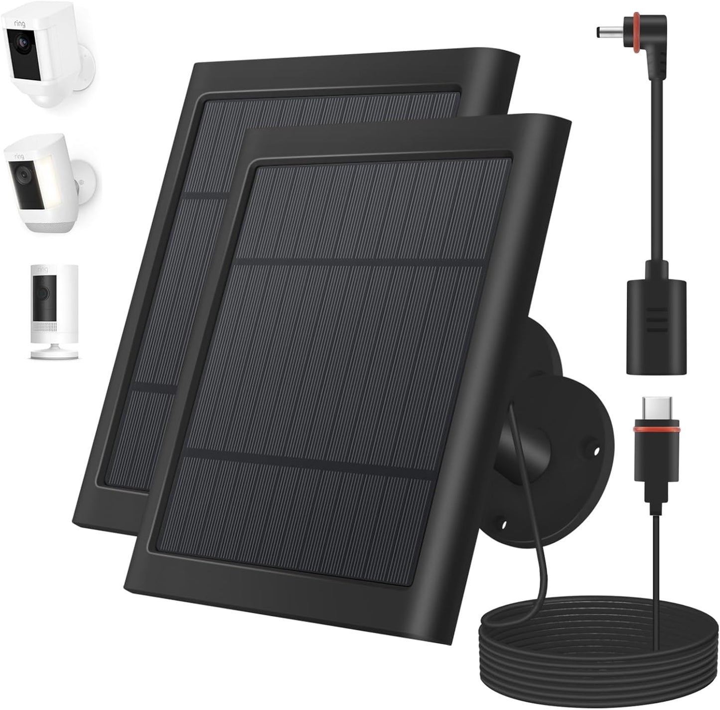 Extended Power Supply for Ring Cameras - 2 Pack Solar Chargers