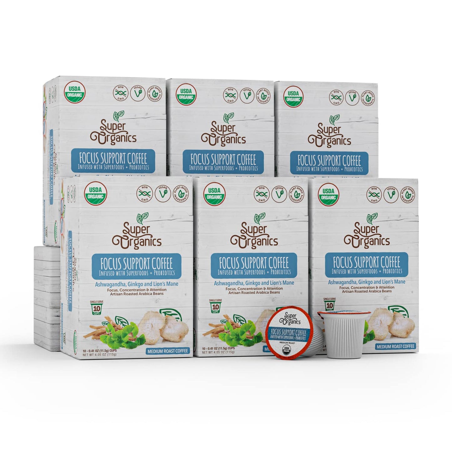 Super Organics Focus Support Coffee Brew Cups for Daily Energy