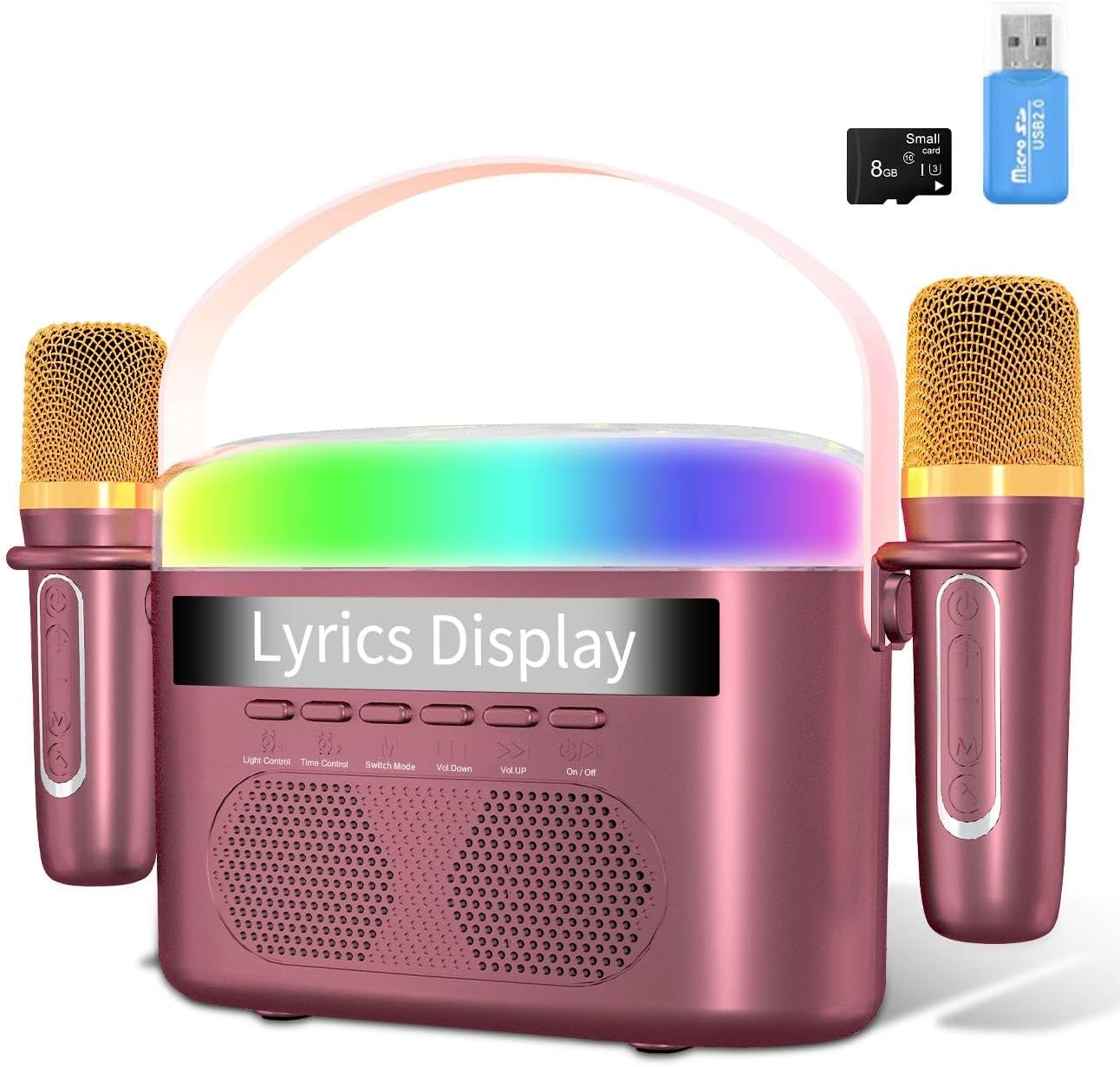 Portable Karaoke Machine with Dual Speakers & Wireless Mics