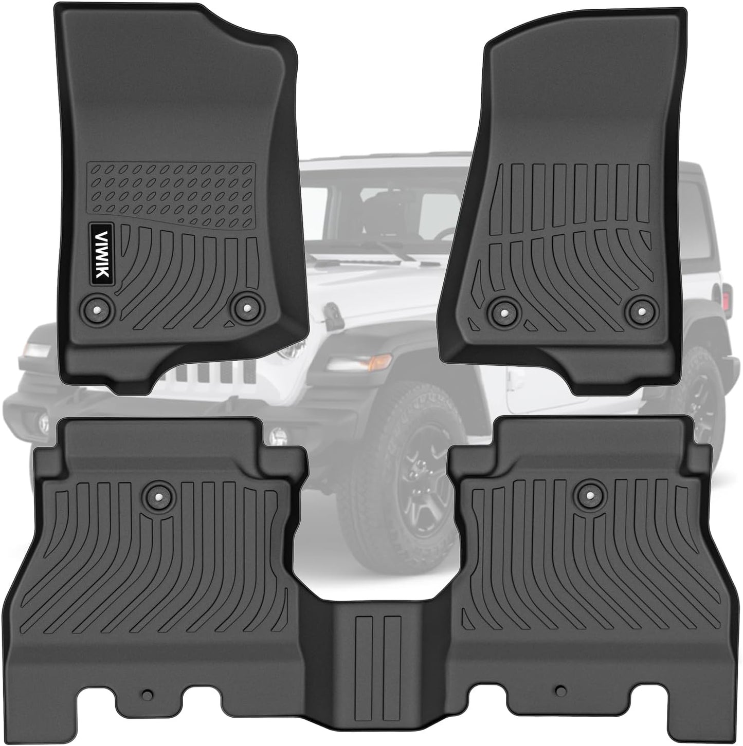 VIWIK Floor Mats for Jeep Wrangler JL 2018-2025 - All Weather