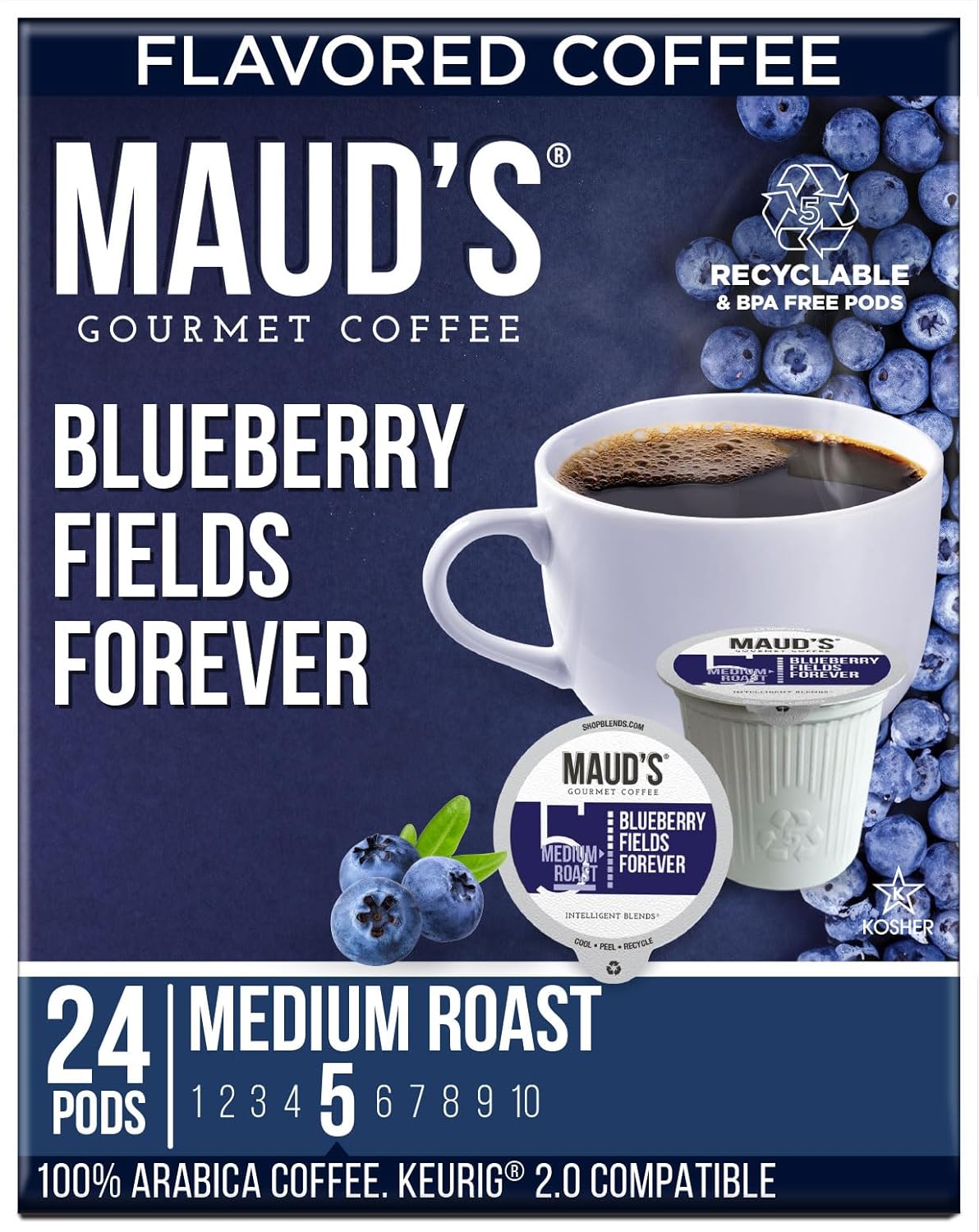 Blueberry Bliss Coffee Pods - 100% Arabica Medium Roast - Keurig Compatible