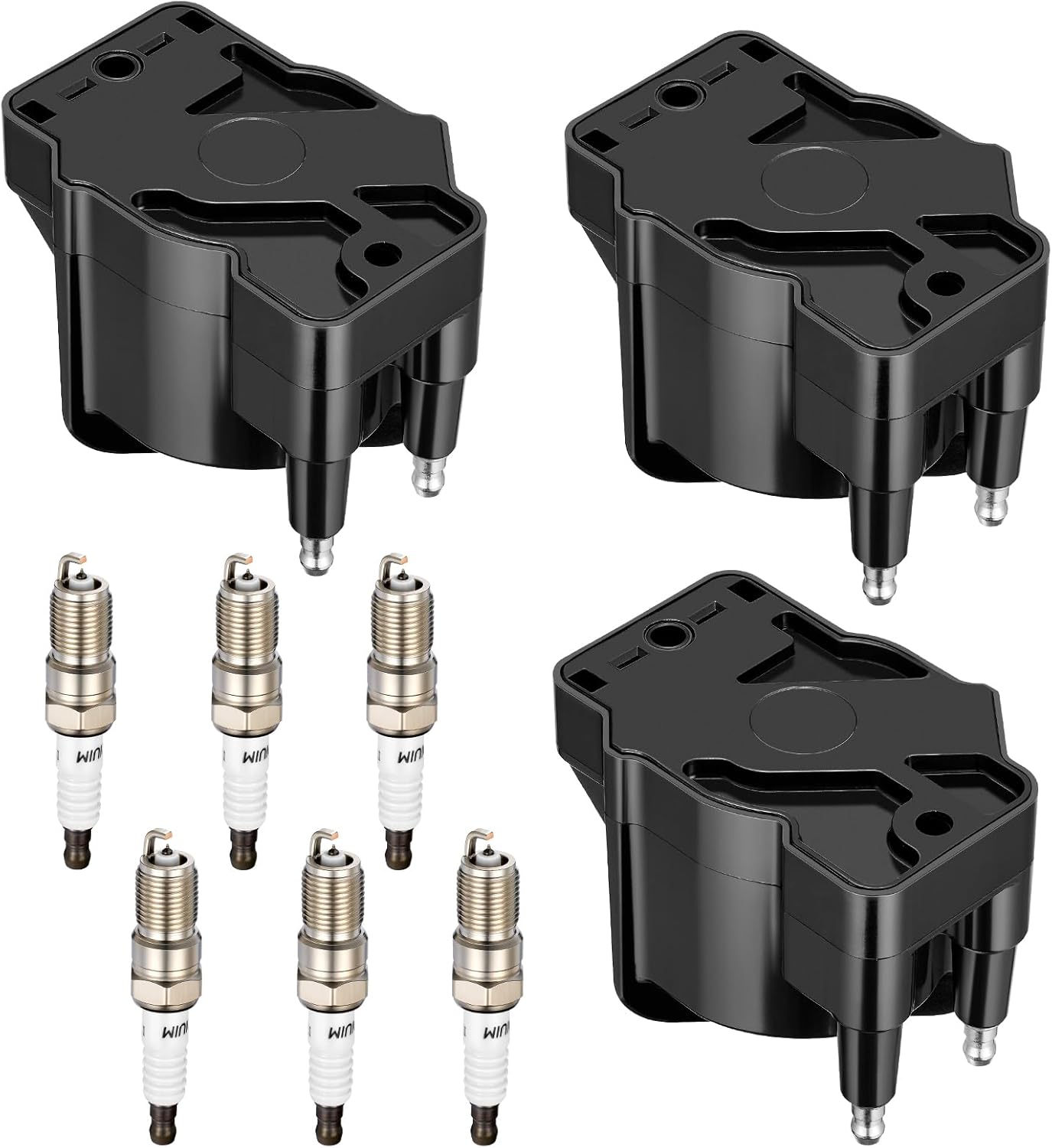 3-Pack D555 Ignition Coils & 6-Pack Spark Plugs for Buick/Chevy