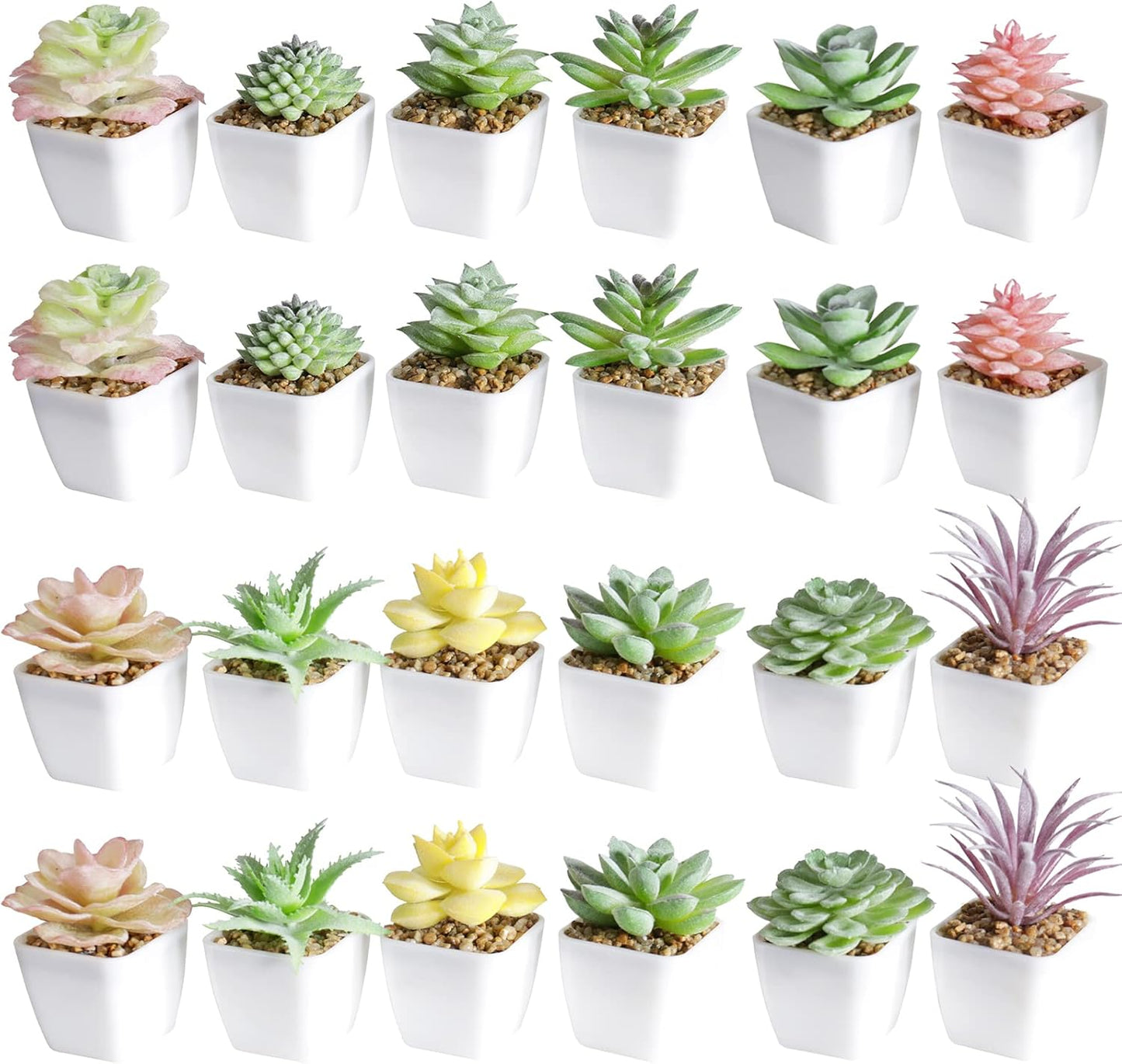 Tiita 24 Set Artificial Faux Succulents for Home Office Decor