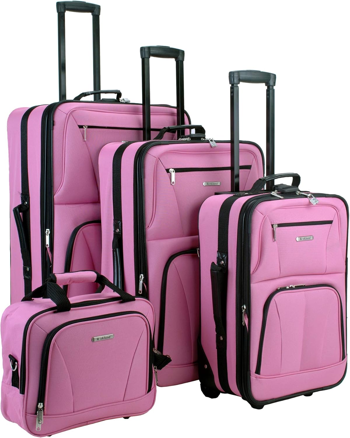 Rockland Journey Softside Luggage Set - Expandable Pink 4-Piece