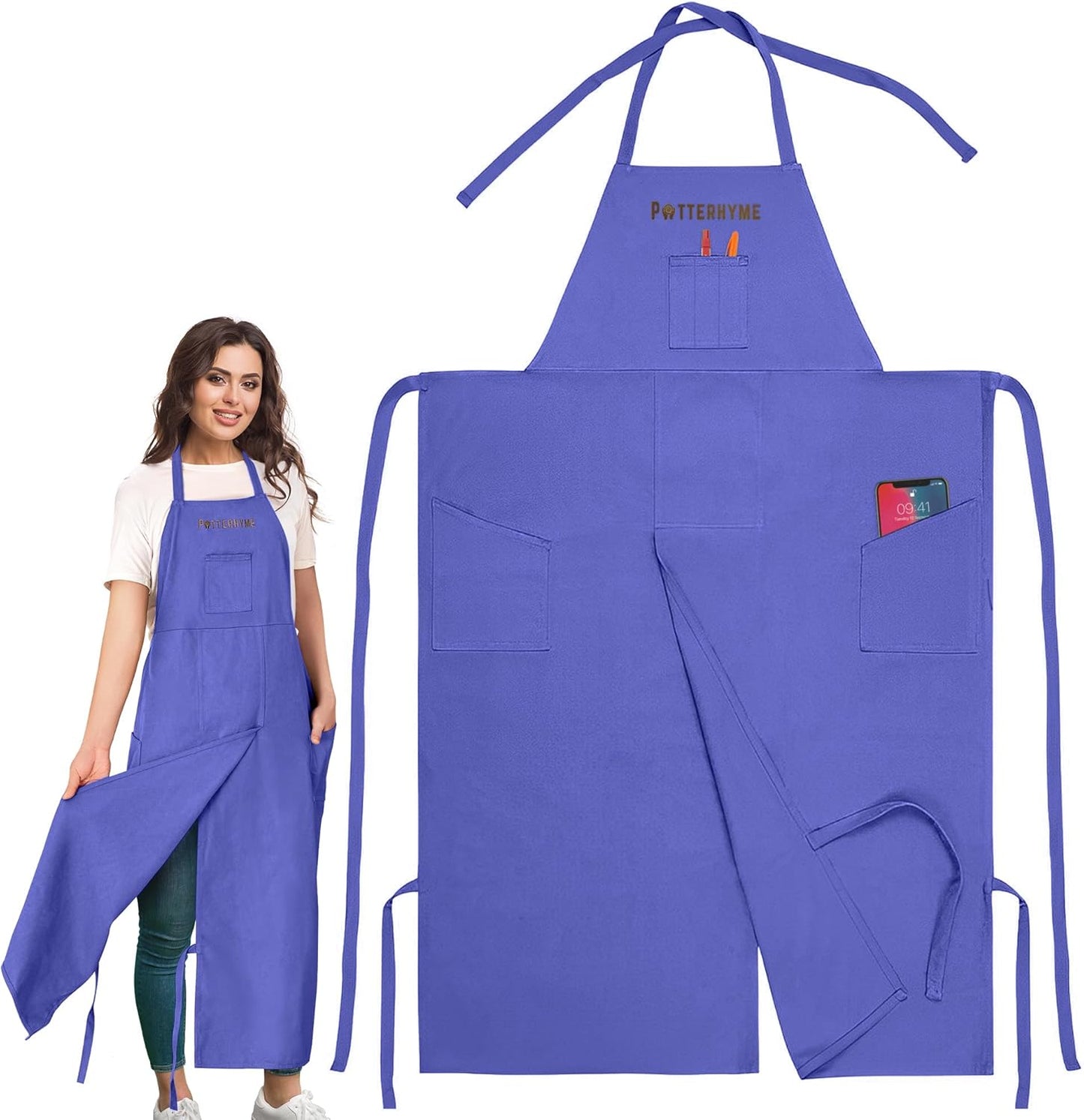 Full Coverage Pottery Apron with Pockets for Craft Artists