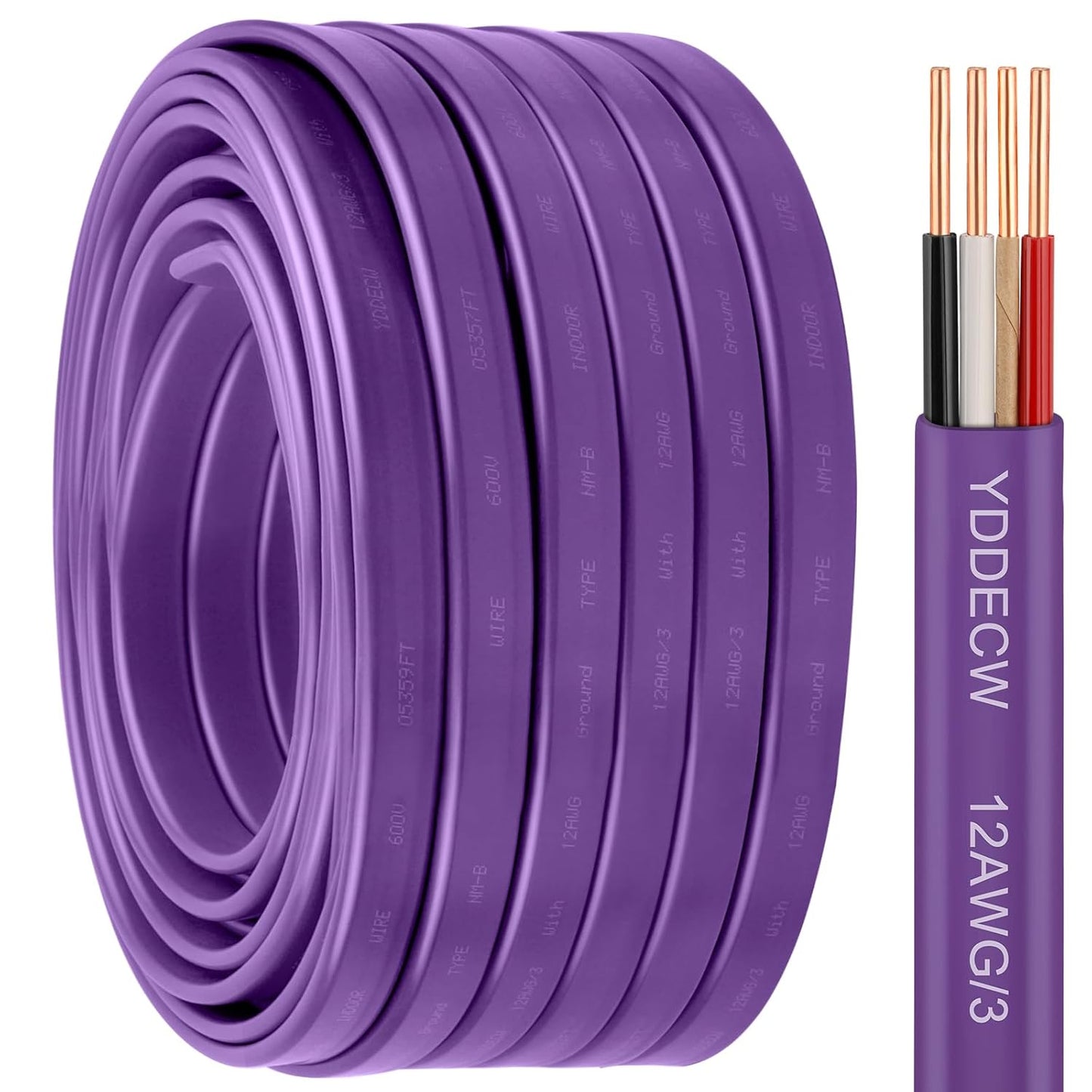 12/3 NM-B Wire with Ground - 100FT 12 Gauge Copper Cable
