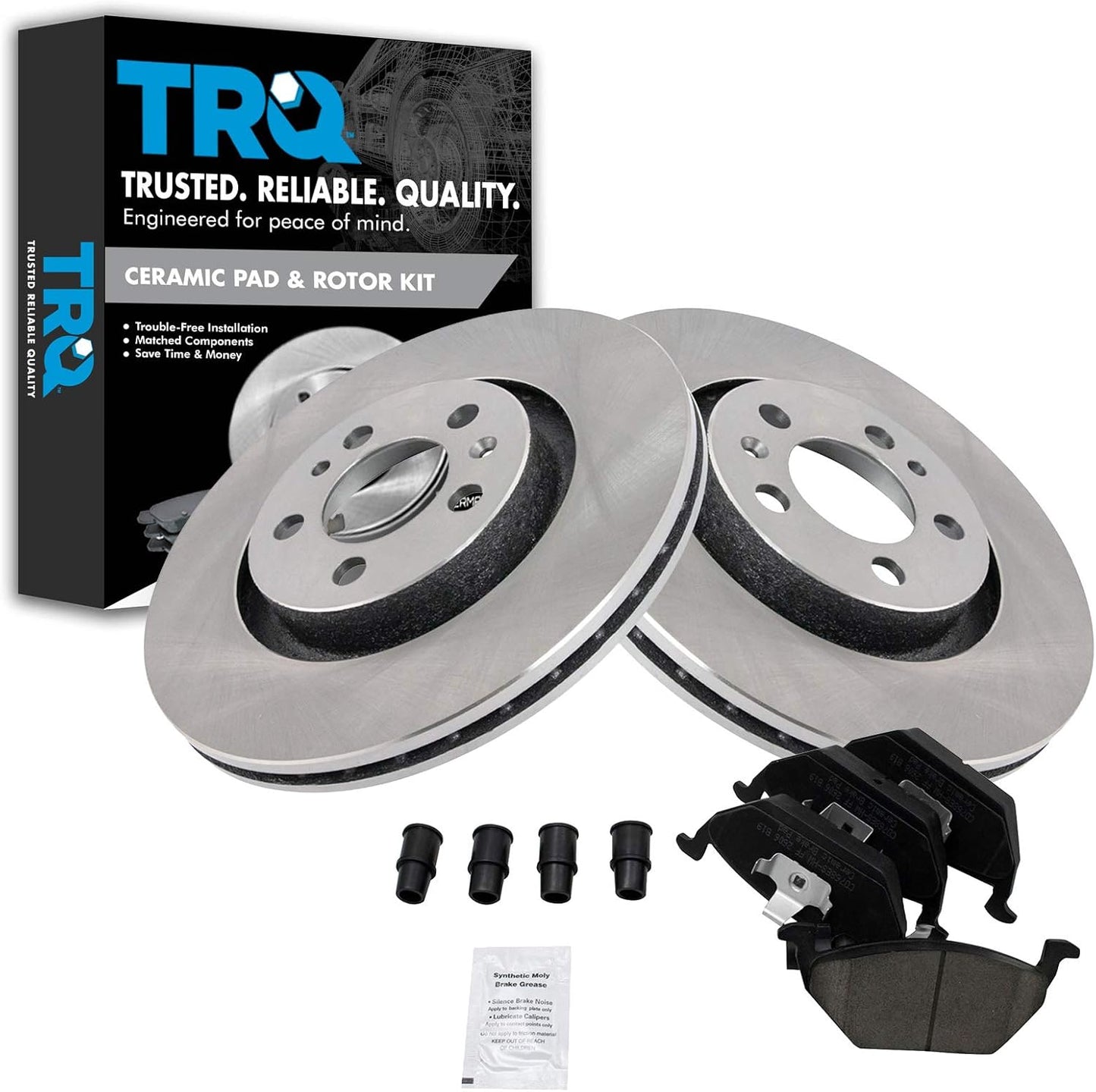 TRQ Front Brake Pad & Rotor Kit for Volkswagen Vehicles