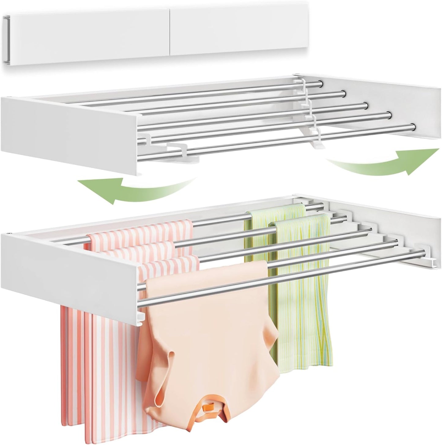 Wall Mounted Clothes Drying Rack for Indoor and Outdoor Use