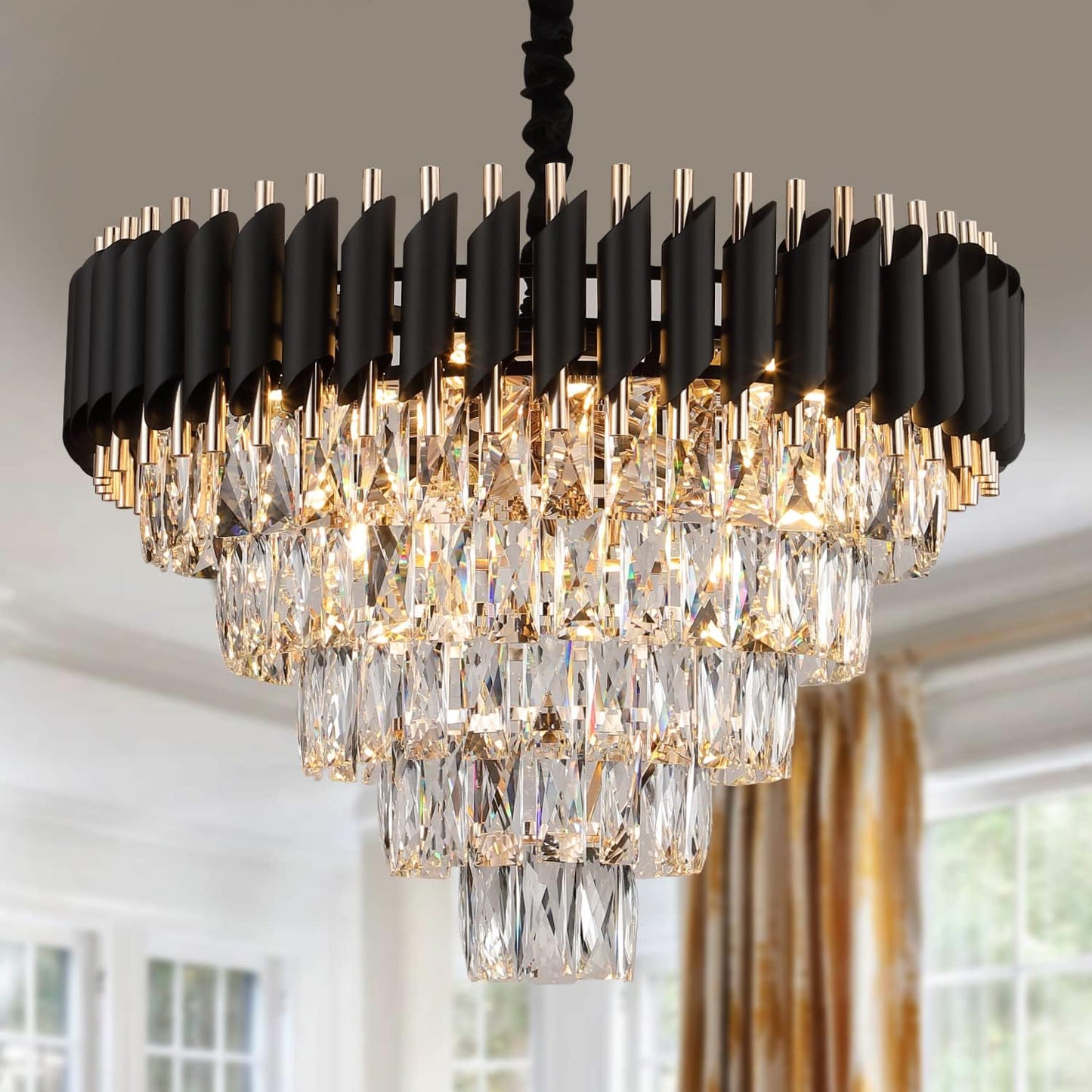 AXILIXI Crystal Chandelier: Luxury 5-Tier Pendant Lighting