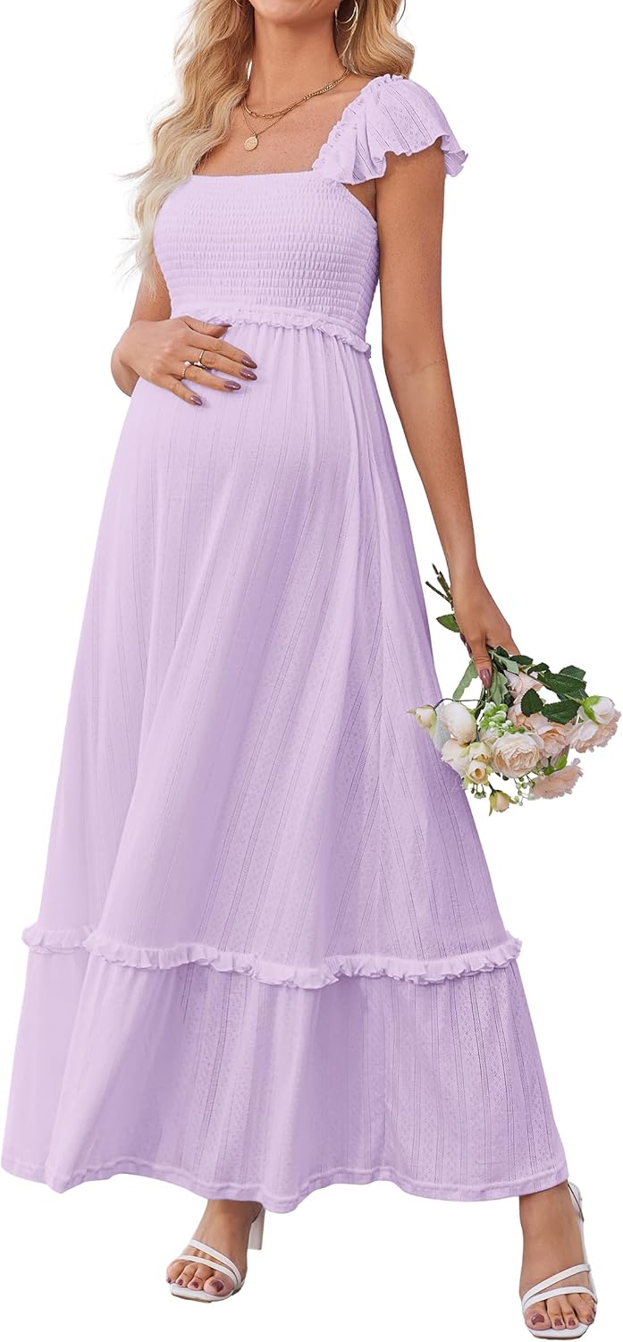 OUGES Womens Summer Maternity Dress for Photoshoots and Events
