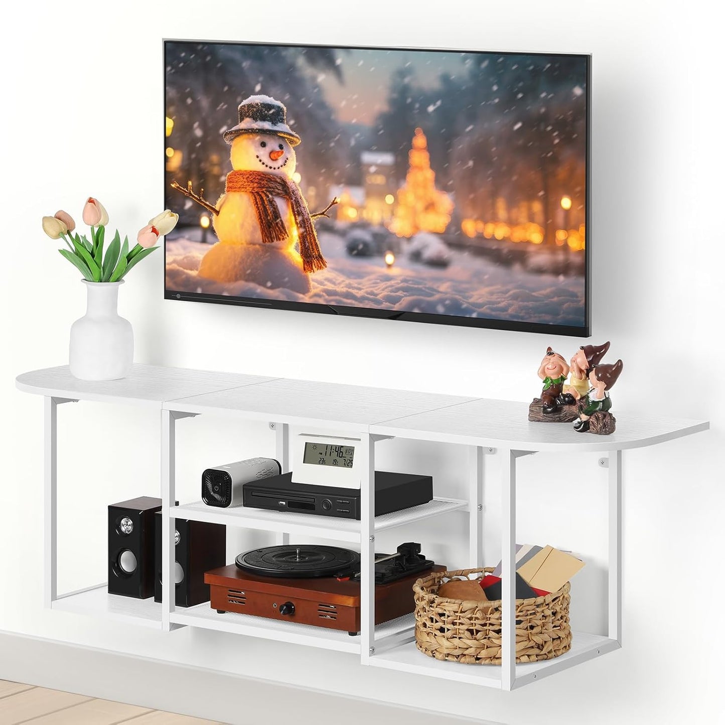 Industrial Floating TV Shelf - 50 TV Storage