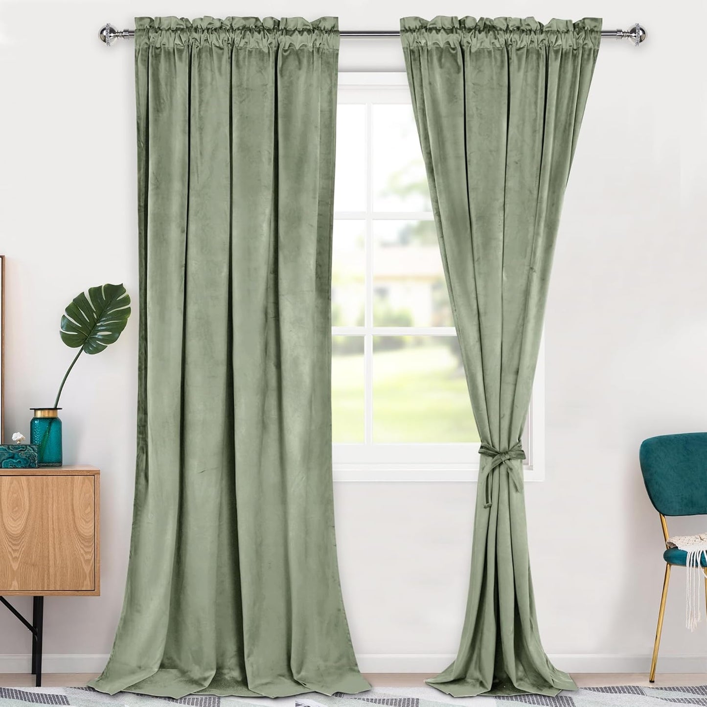 Hiasan Velvet Curtains 96 inches - Blackout Thermal Insulated Drapes