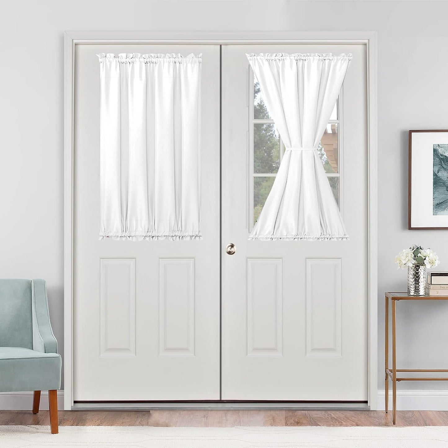 Privacy with Style: Hiasan French Door Curtain - White, 24x40