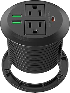 3 inch Desktop Power Grommet with USB C Charger and Outlets
