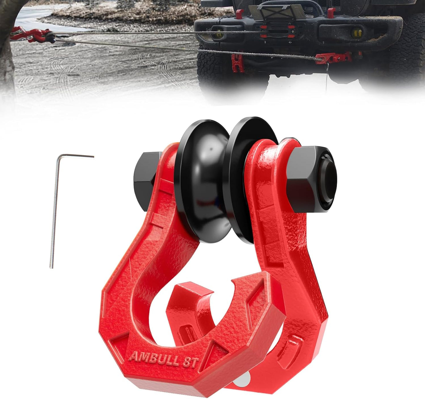 D Ring Separate Shackle with Snatch Block for Off-Road Recovery