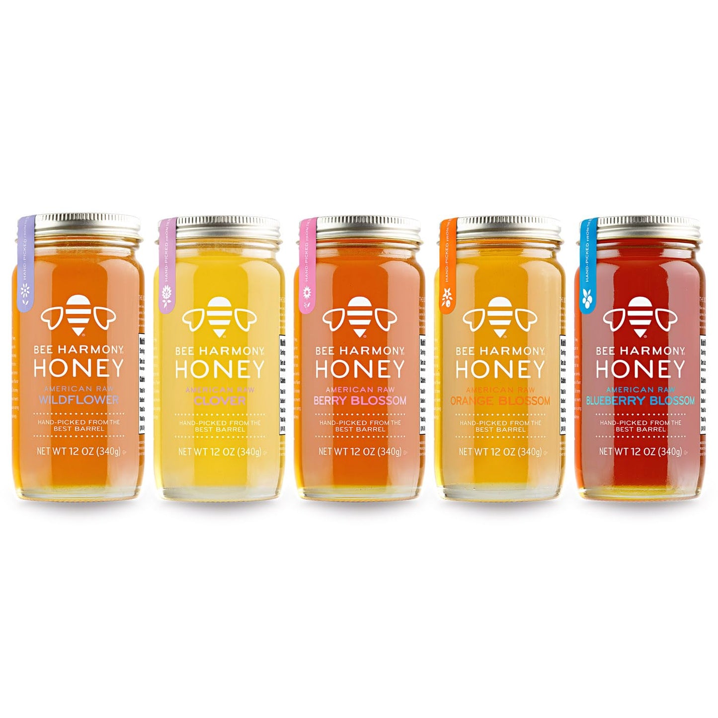 Bee Harmony Honey Variety Pack: 5 Flavors of Pure Delight