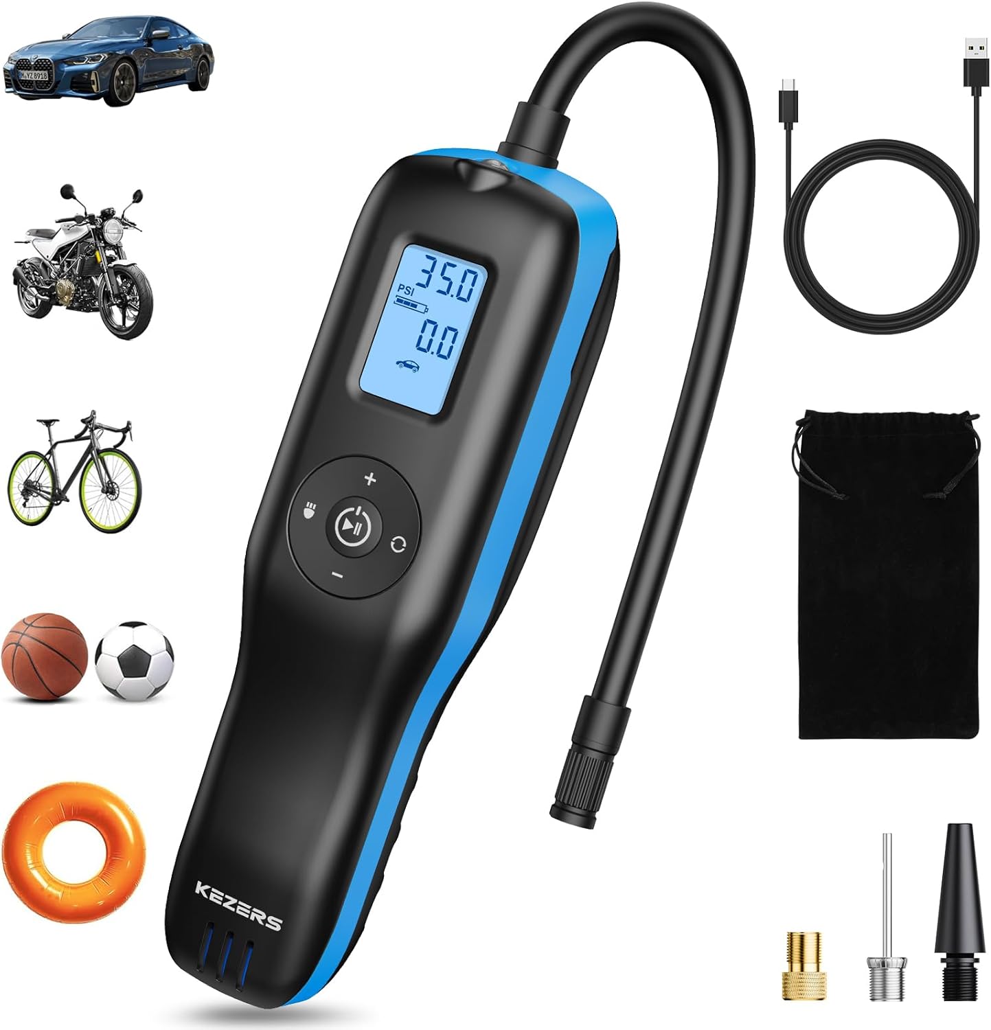 KEZERS Cordless Tire Inflator - 160PSI Portable Power