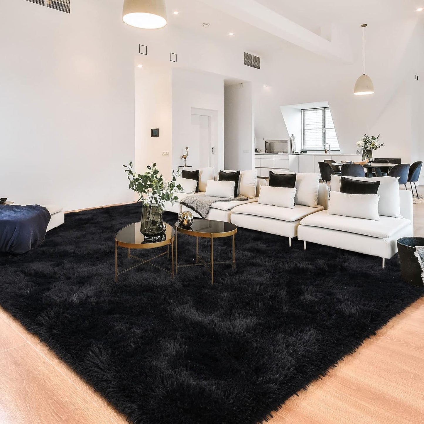 Kelarea 6x9 Non-Slip Black Area Rug for Living Room and Bedroom