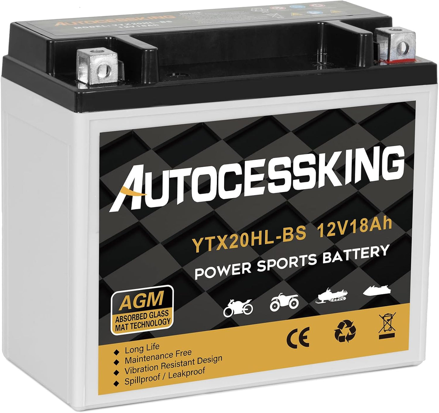 YTX20HL-BS Motorcycle Battery - 12V 18AH Maintenance Free Power