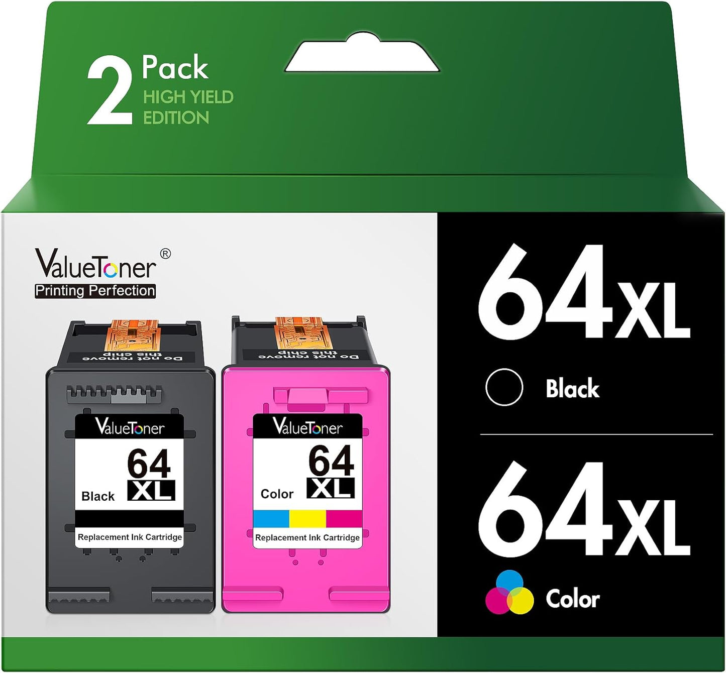 Valuetoner HP 64XL Ink Cartridge Combo Pack for Envy Printers