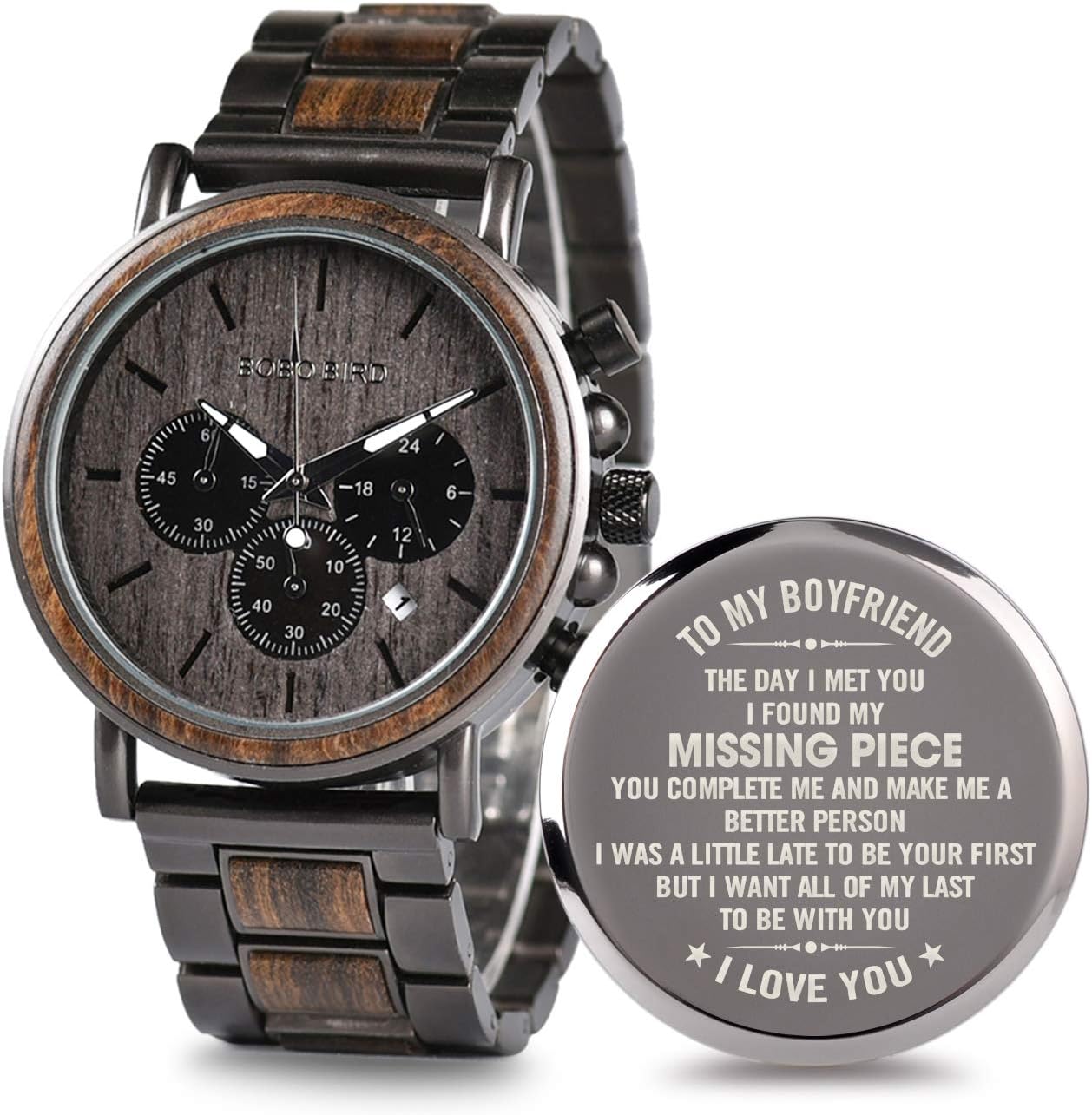 Engraved Wooden Watch for Boyfriend - Personalized Gift Idea