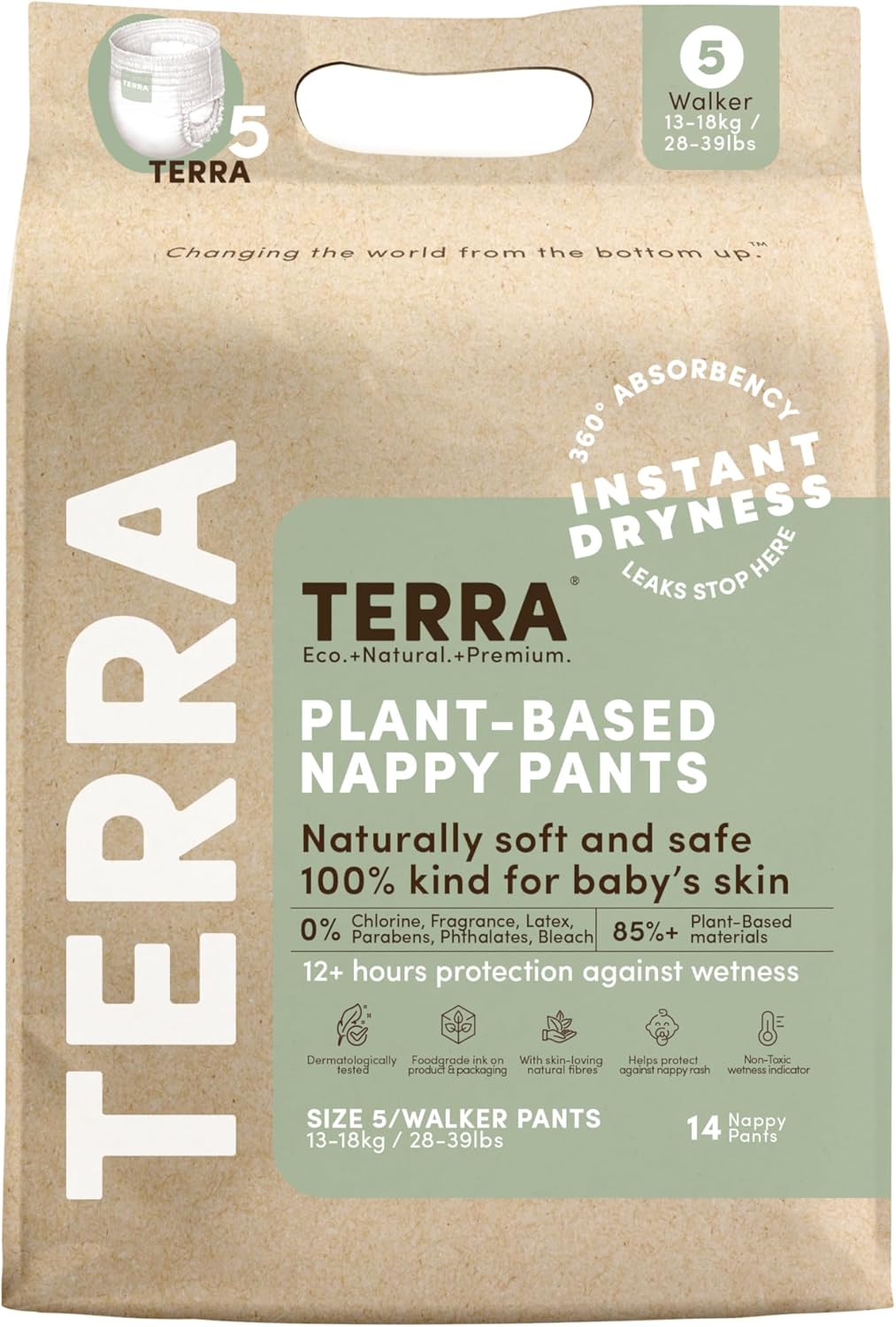 Terra Size 5 Plant-Based Training Pants - Ultra-Soft & Absorbent