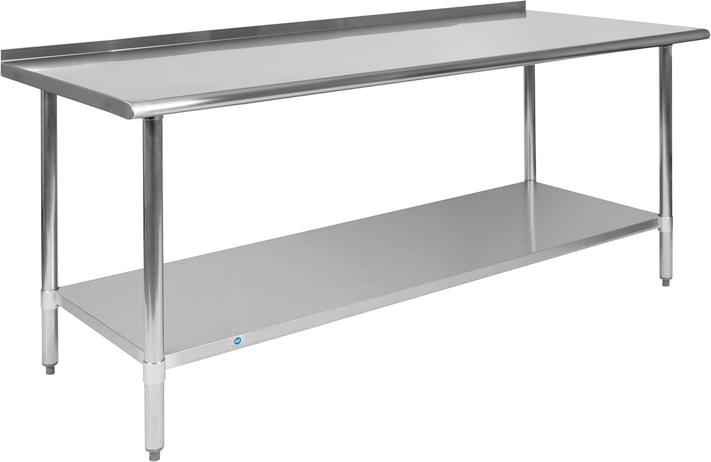 Stainless Steel 18 Gauge Prep Table with Backsplash and Undershelf