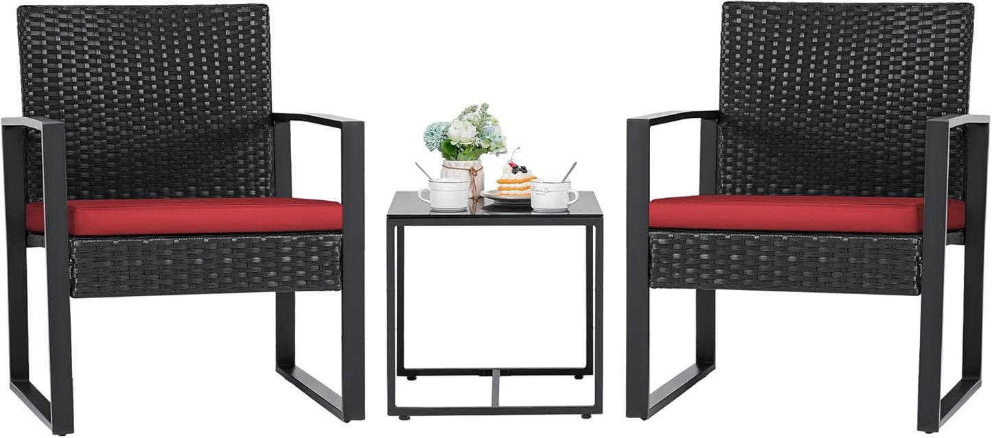 Flamaker 3 Pieces Wicker Patio Furniture Set for Outdoor Relaxation
