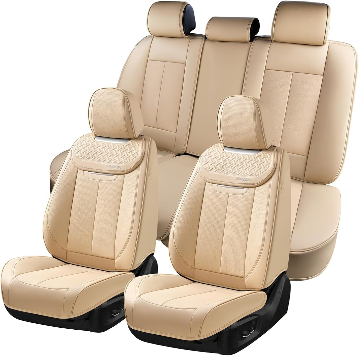 Coverado Car Seat Covers Full Set - Waterproof Nappa Leather