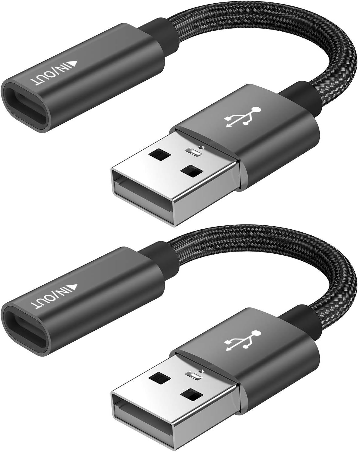 Fast Charge 2-Pack USB C to USB Adapter Set - iPhone & Android Compatible